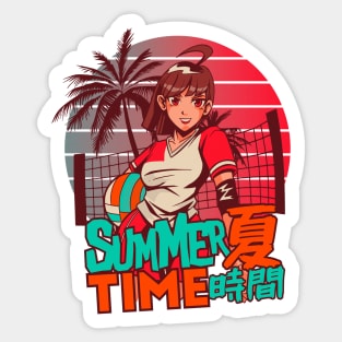 80s summer time anime girl Sticker